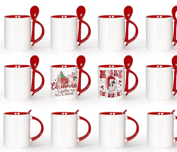 Sublimation coffee mugs with spoons