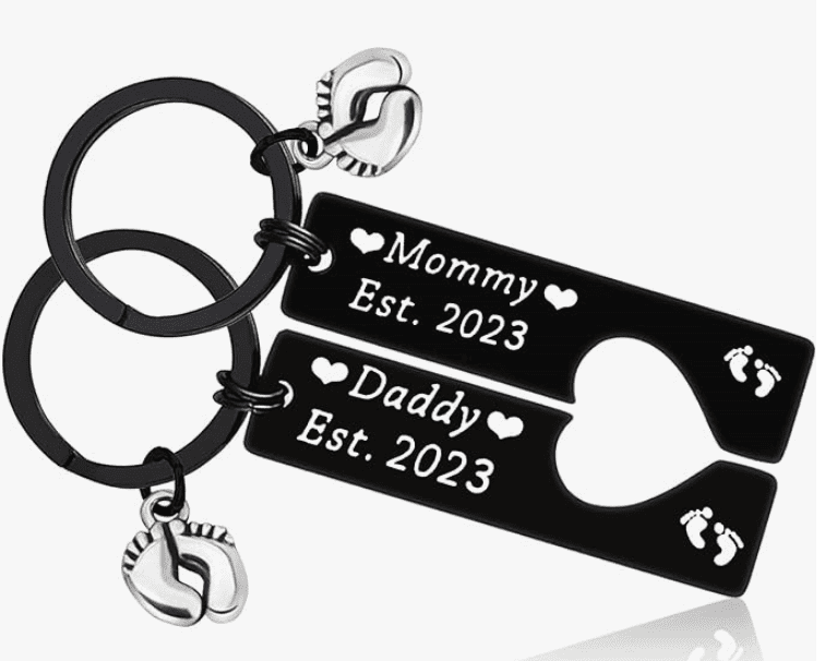 Mother and father to be keychain