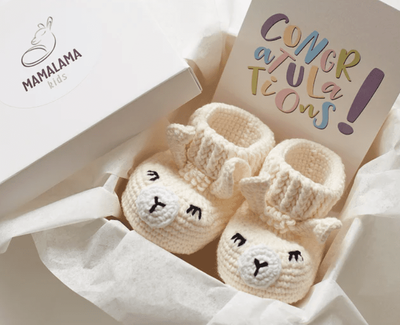 Hand-crocheted baby booties